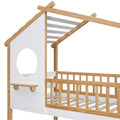 Twin Over Twin Bunk Bed Wood Bed With Roof, Window, Ladder,Natural Old Sku :Lt100008Aad Twin Natural Solid Wood