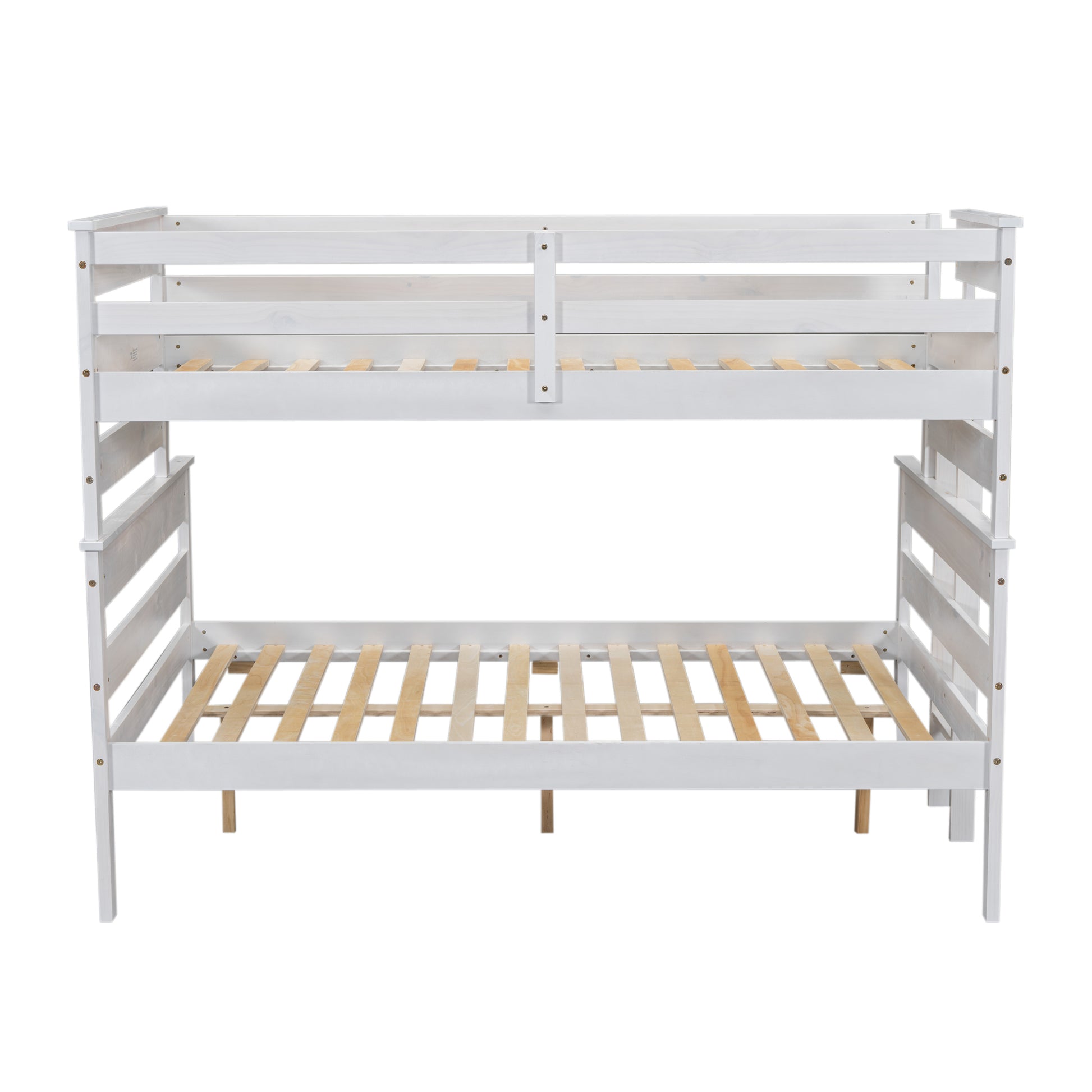 Wood Twin Over Full Bunk Bed With Ladder, White Twin Box Spring Not Required White Solid Wood Mdf