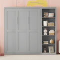 Full Size Murphy Bed Wall Bed With Shelves,Gray Gray Solid Wood Mdf