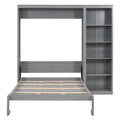 Full Size Murphy Bed Wall Bed With Shelves,Gray Gray Solid Wood Mdf