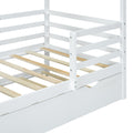 Twin Size Wood House Bed With Fence And Writing Board, White White Solid Wood