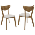 Tan And Chestnut Curved Backs Dining Chair Set Of 2 Brown Dining Room Wipe Clean Mid Century Modern Rubberwood Open Back Wood