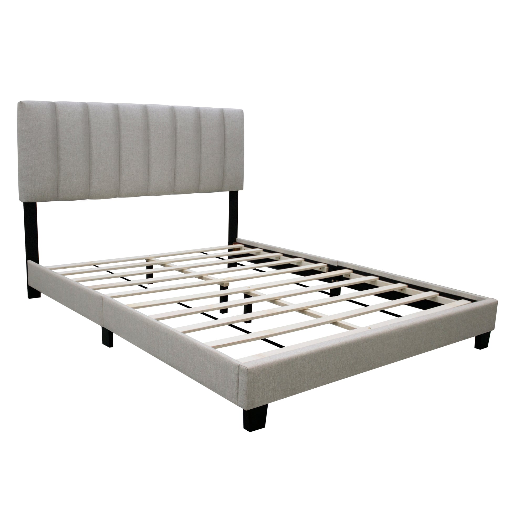 Linen Queen Size Adjustable Headboard Upholstered Bed Frame The Combination Of Modern And Vintage Makes The Whole Visual Effect More Exquisite Box Spring Not Required Queen Linen Wood Espresso Bedroom Minimalist,Modern,Shabby Chic,Ultra Modern Rubberwood