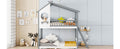 Twin Over Twin Bunk Bed Wood Bed With Roof, Window, Ladder,Gray Old Sku :Lt100008Aae Twin Gray Solid Wood