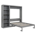 Full Size Murphy Bed Wall Bed With Shelves,Gray Gray Solid Wood Mdf