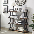 4 Tier Office Bookcase Shelf Rustic Wood Metal Bookshelves Freestanding Open Book Shelf, Industrial Tall Corner Bookcase Easy To Assemble For Home Office, Living Room And Bedroom Brown Office American Design,Rustic Metal & Wood