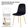 A Set Of 4 Dining Chairs And A Dining Table, Featuring Modern Medieval Style Restaurant Cushioned Side Chairs, Equipped With Soft Velvet Fabric Cushions And Spoon Shaped Golden Metal Legs. B0501A Black Velvet