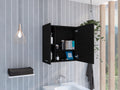 Kenya Medicine Cabinet, Mirror, Double Door, Four Interior Shelves Black Mdf Engineered Wood