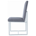 Grey Cube Base Dining Chair Set Of 2 Solid Grey Dining Room Contemporary,Modern Dining Chairs Solid Back Foam Upholstered