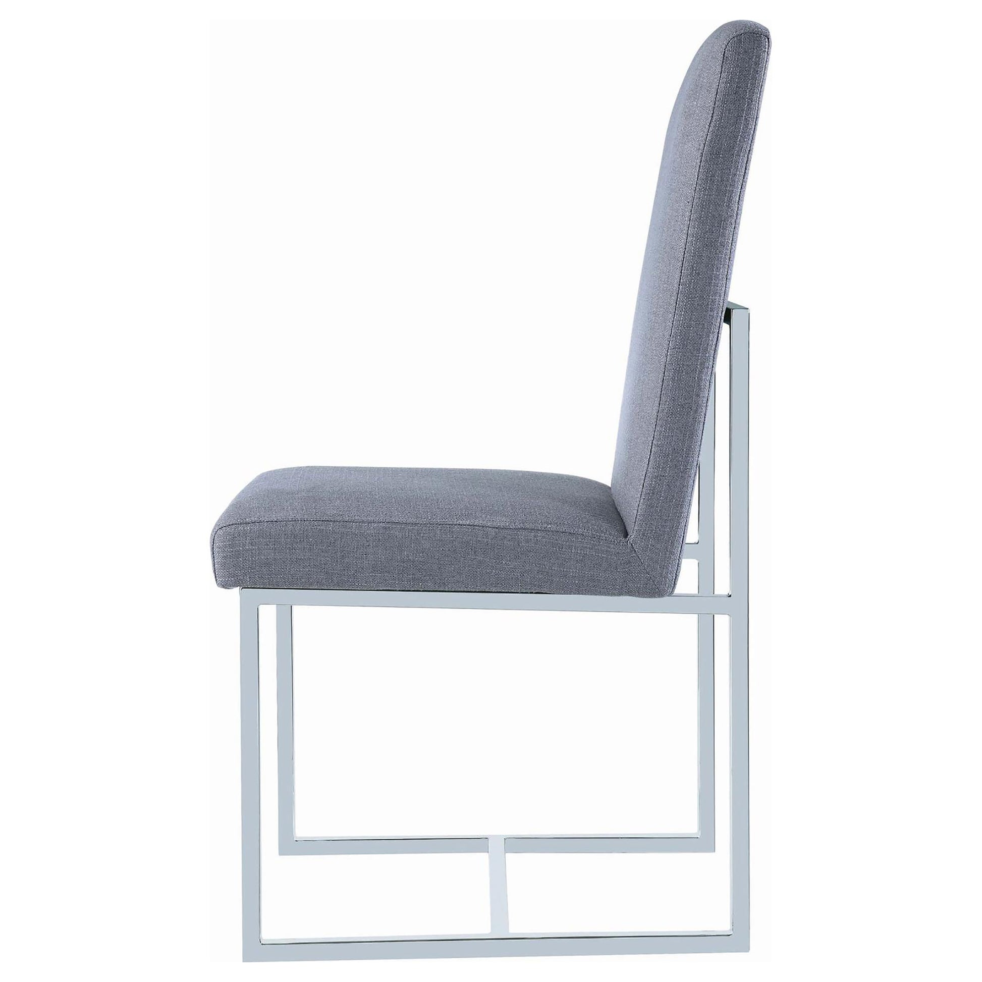 Grey Cube Base Dining Chair Set Of 2 Solid Grey Dining Room Contemporary,Modern Dining Chairs Solid Back Foam Upholstered