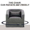 Swivel Barrel Chair With Ottoman, Swivel Accent Chairs Armchair For Living Room, Reading Chairs For Bedroom Comfy, Round Barrel Chairs With Black Metal Base Dark Grey Dark Gray Primary Living Space Modern Linen