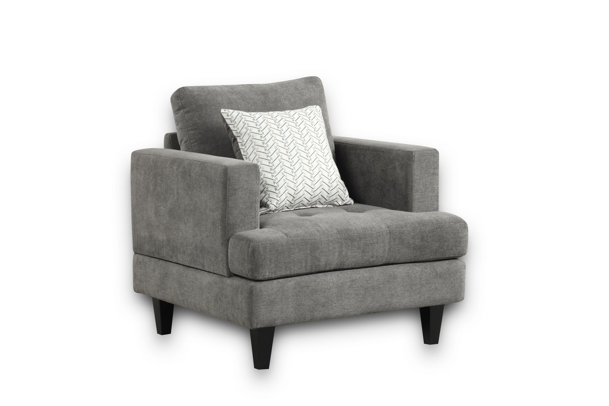 Callaway 34.5" Gray Chenille Chair With Throw Pillow Gray Chenille