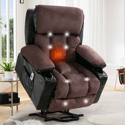 Power Lift Recliner Chair Recliners For Elderly With Heat And Massage Recliner Chair For Living Room With Infinite Position And Side Pocket,Usb Charge Port.Blackbrown Black Brown Power Push Button Soft Heavy Duty Cotton Wood Metal