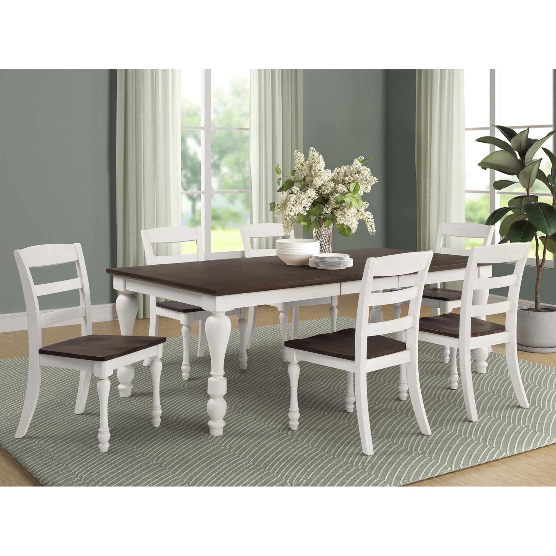 Dark Cocoa And White Ladder Back Side Chair Set Of 2 White Dining Room Farmhouse,Rustic Ladder Back Wood