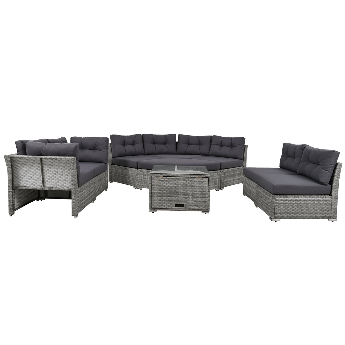 Patio Furniture Set Outdoor Furniture Daybed Rattan Sectional Furniture Set Patio Seating Group With Cushions And Center Table For Patio, Lawn, Backyard, Pool, Grey Yes Grey Water Resistant Frame Water Resistant Cushion Garden & Outdoor Sectional Seating