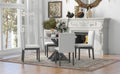5 Piece Farmhouse Style Dining Table Set, Marble Sticker And Cross Bracket Pedestal Dining Table, And 4 Upholstered Chairs White Gray Upholstered Chair Wood White Gray Seats 4 Wood Dining Room Antique,Classic,Farmhouse Pedestal Round Dining Table With