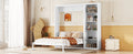 Full Size Murphy Bed Wall Bed With Shelves,White White Solid Wood Mdf