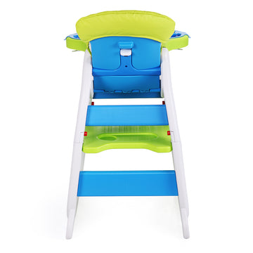 Multipurpose Adjustable Highchair For Baby Toddler Dinning Table With Feeding Tray And 5 Point Safety Buckle, Yellow Blue Polypropylene