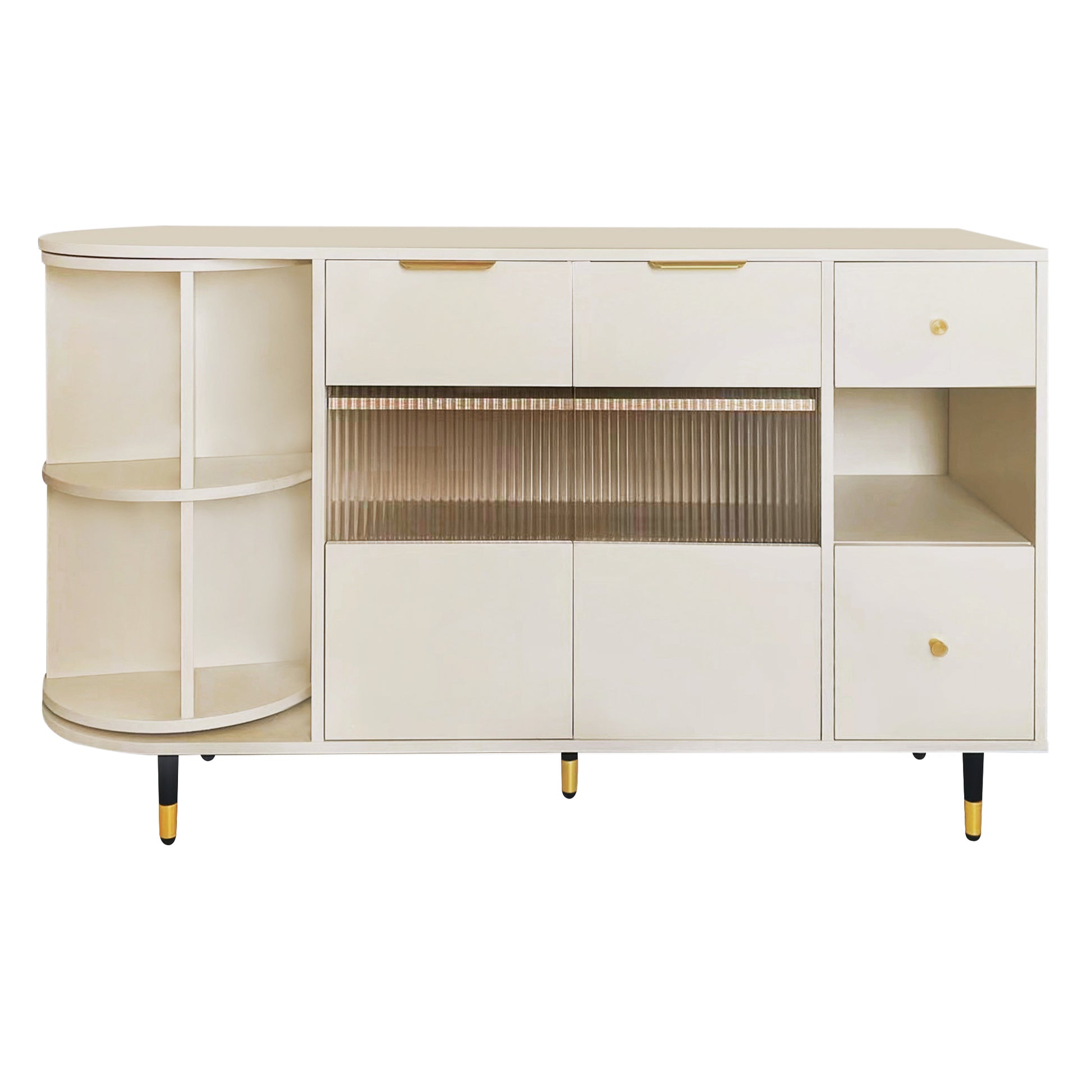 Rotating Storage Cabinet With 2 Doors And 2 Drawers, Suitable For Living Room, Study, And Balcony 1 2 Shelves Beige Mdf