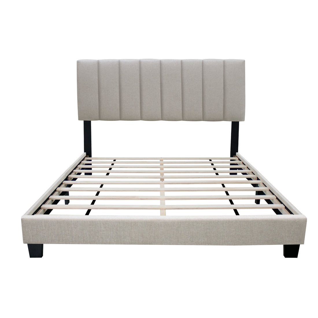 Linen Queen Size Adjustable Headboard Upholstered Bed Frame The Combination Of Modern And Vintage Makes The Whole Visual Effect More Exquisite Box Spring Not Required Queen Linen Wood Espresso Bedroom Minimalist,Modern,Shabby Chic,Ultra Modern Rubberwood
