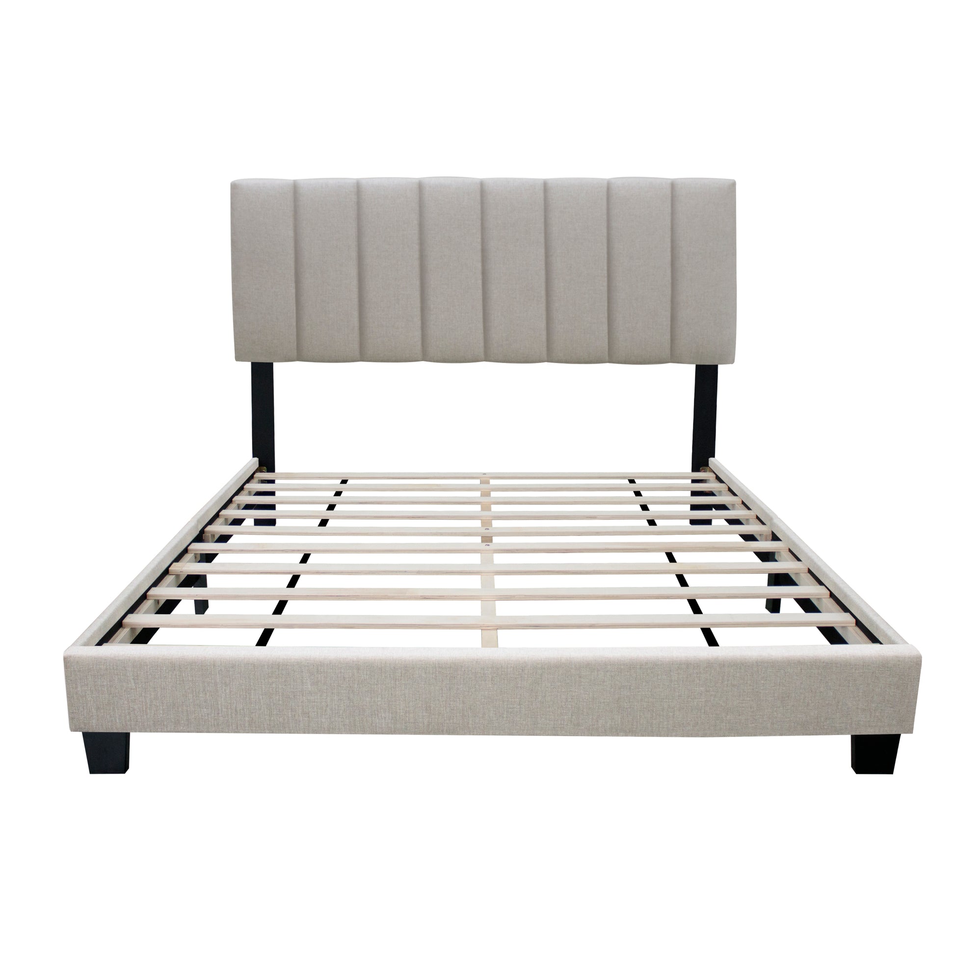 Linen Queen Size Adjustable Headboard Upholstered Bed Frame The Combination Of Modern And Vintage Makes The Whole Visual Effect More Exquisite Box Spring Not Required Queen Linen Wood Espresso Bedroom Minimalist,Modern,Shabby Chic,Ultra Modern Rubberwood