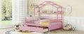 Wooden Full Size House Bed With 2 Drawers,Kids Bed With Storage Shelf, Pink Pink Wood