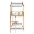 Twin Over Twin Bunk Bed Wood Bed With Roof, Window, Ladder,Natural Old Sku :Lt100008Aad Twin Natural Solid Wood