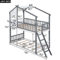 Twin Over Twin Bunk Bed Wood Bed With Roof, Window, Ladder,Gray Old Sku :Lt100008Aae Twin Gray Solid Wood