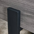 A Rustic Gray Wood Grain Mdf Coffee Table With Black Metal Legs An Elegant Space In Natural Wood Tones Grey Mdf