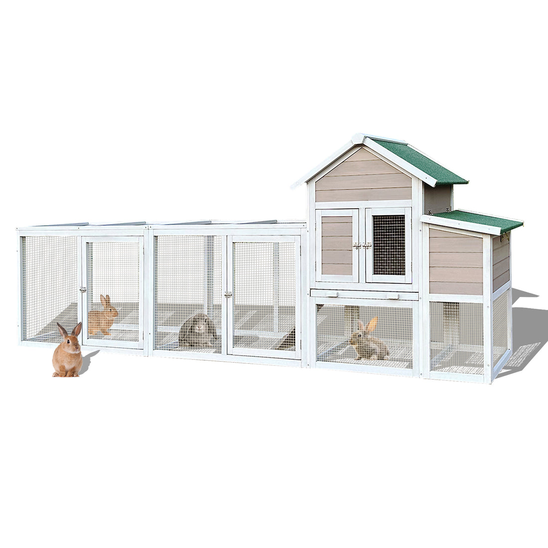 122" Large Gray Wood Chicken Coop Hen House Pet Rabbit Hutch Wooden Pet Cage Backyard With Nesting Box Gray Wood