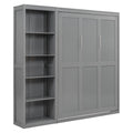 Full Size Murphy Bed Wall Bed With Shelves,Gray Gray Solid Wood Mdf