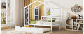 Twin Size Wood House Bed With Fence And Writing Board, White White Solid Wood