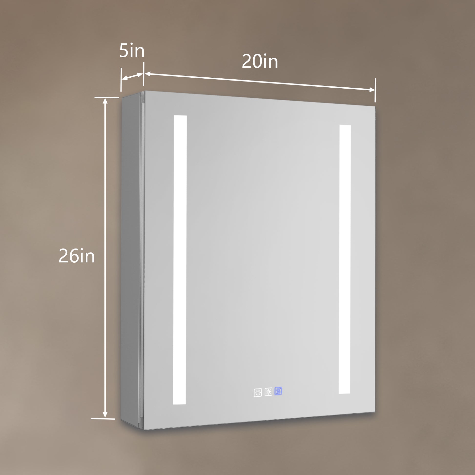 Lighted Medicine Cabinet 20 X 26 Inch, Recessed Or Surface Led Medicine Cabinet,Room Temp Display,Defog,Night Light,Stepless Dimming,3000K 6400K, Outlets & Usbs,Hinge On The Left. Silver Aluminium