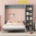 Full Size Murphy Bed Wall Bed With Shelves,Gray Gray Solid Wood Mdf