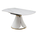Fashion Modern Sinntered Stone Dining Table With Simple And Multi Functional Retractable Dining Table White Sintered Stone