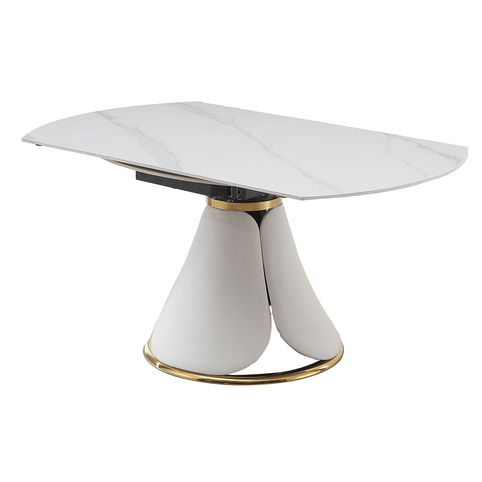 Fashion Modern Sinntered Stone Dining Table With Simple And Multi Functional Retractable Dining Table White Sintered Stone