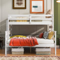 Wood Twin Xl Over Queen Bunk Bed With Ladder, White Box Spring Not Required White Wood Bedroom Bunk Solid Wood Mdf