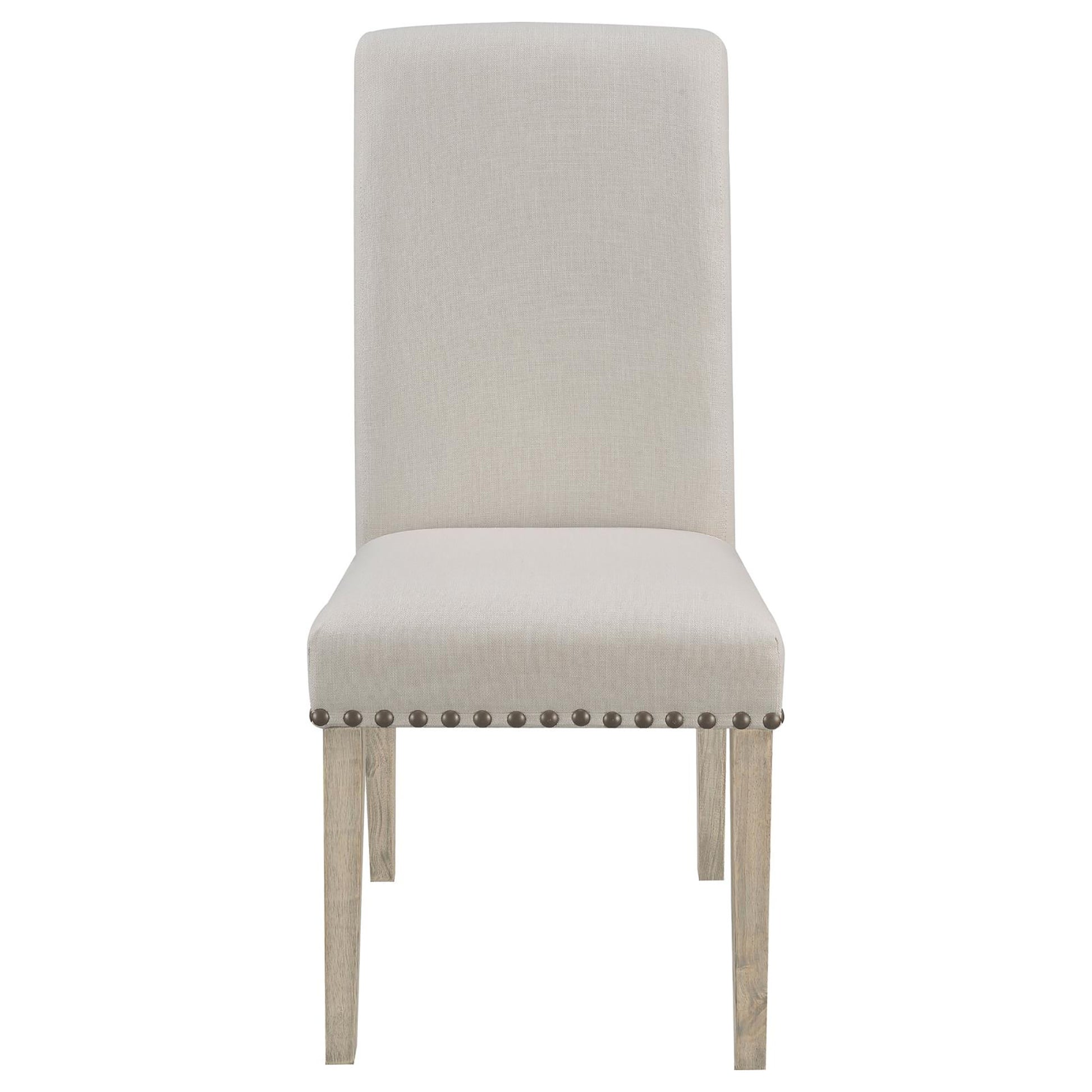 Beige And Pine Upholstered Parsons Dining Chair Set Of 2 Solid Beige Dining Room Farmhouse,Rustic Side Chair Solid Back Foam Upholstered