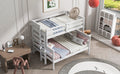 Wood Twin Over Full Bunk Bed With Ladder, White Twin Box Spring Not Required White Solid Wood Mdf