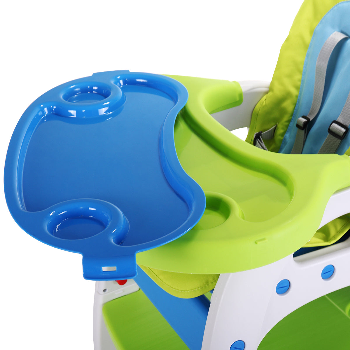 Multipurpose Adjustable Highchair For Baby Toddler Dinning Table With Feeding Tray And 5 Point Safety Buckle, Yellow Blue Polypropylene