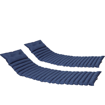 2Pcs Set Outdoor Lounge Chair Cushion Replacement Patio Funiture Seat Cushion Chaise Lounge Cushion Navy Blue No Lounge Blue Solid 2 Person Seating Group Polyester