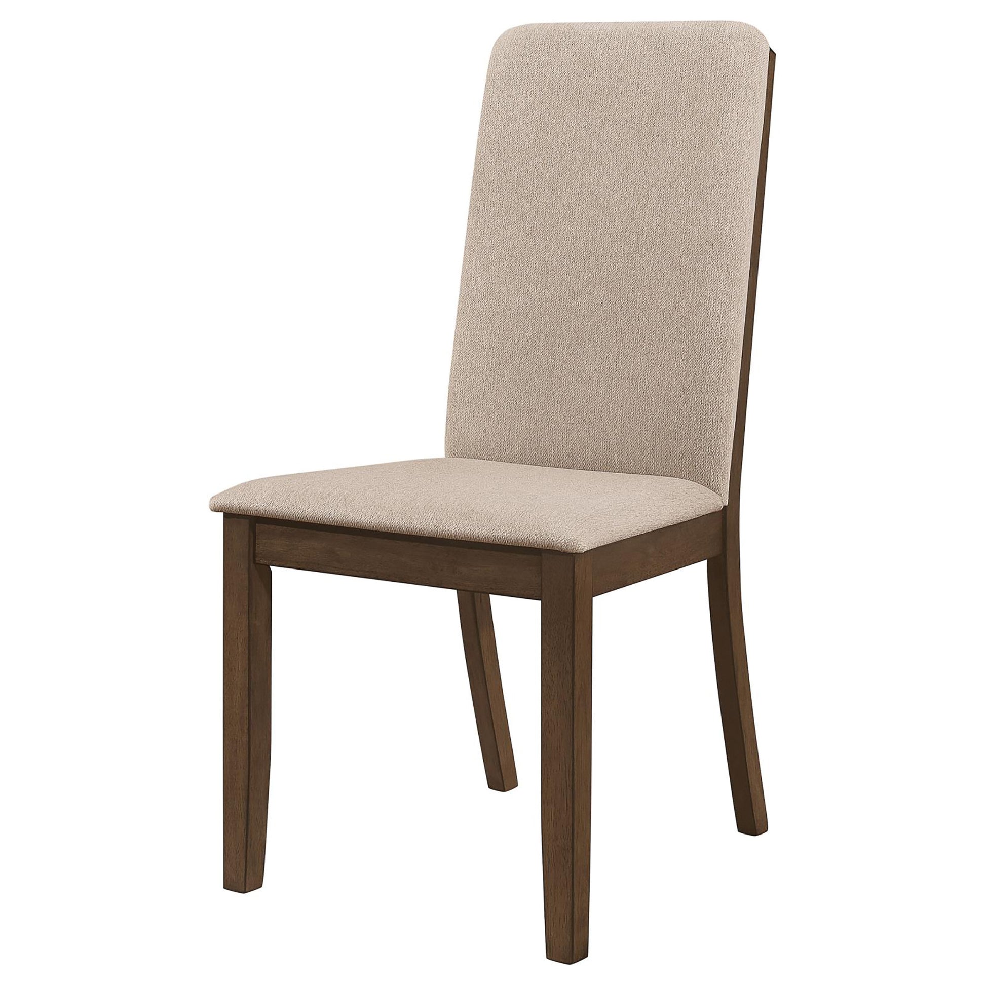 Latte And Medium Walnut Padded Side Chair Set Of 2 Solid Brown Dining Room Wipe Clean Mid Century Modern Dining Chairs Rubberwood Solid Back Wood