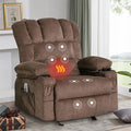 Recliner Chair Massage Heating Sofa With Usb And Side Pocket 2 Cup Holders Brown Brown Brown Manual Handle Primary Living Space Soft Heavy Duty Modern Foam Fabric