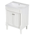 24'' Bathroom Vanity With Top Sink, 2 Tier Modern Bathroom Storage Cabinet, Single Sink Bathroom Vanity, Large Storage Shelves White Mdf