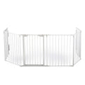 6 Panel Metal Baby Playpen Fireplace Safety Fence W Walk Through Door In 2 Directions, 5 In 1 Extra Wide Barrier Gate For Indoor Baby Pet Christmas Tree, White White Metal