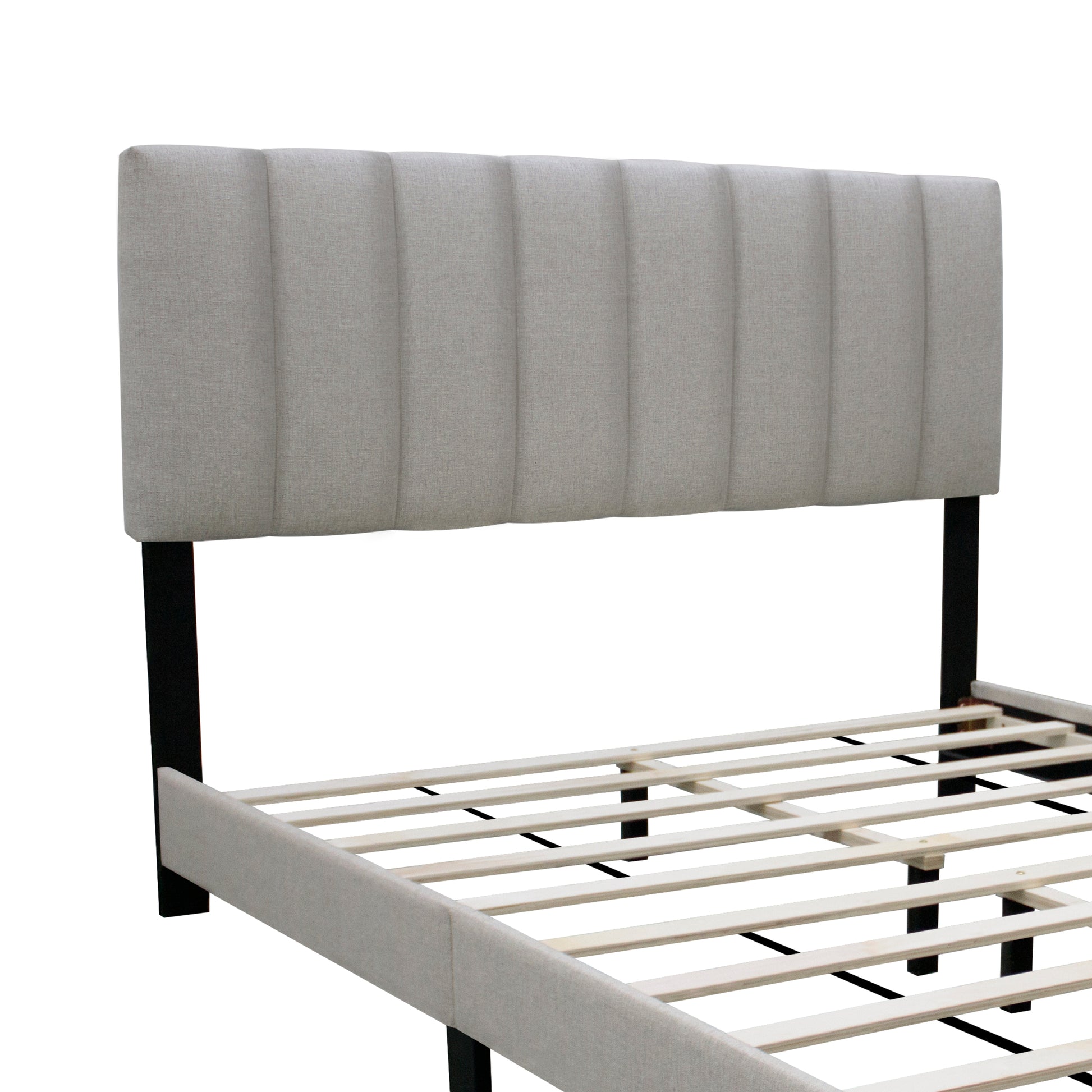 Linen Queen Size Adjustable Headboard Upholstered Bed Frame The Combination Of Modern And Vintage Makes The Whole Visual Effect More Exquisite Box Spring Not Required Queen Linen Wood Espresso Bedroom Minimalist,Modern,Shabby Chic,Ultra Modern Rubberwood