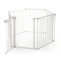 6 Panel Metal Baby Playpen Fireplace Safety Fence W Walk Through Door In 2 Directions, 5 In 1 Extra Wide Barrier Gate For Indoor Baby Pet Christmas Tree, White White Metal
