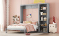 Full Size Murphy Bed Wall Bed With Shelves,Gray Gray Solid Wood Mdf