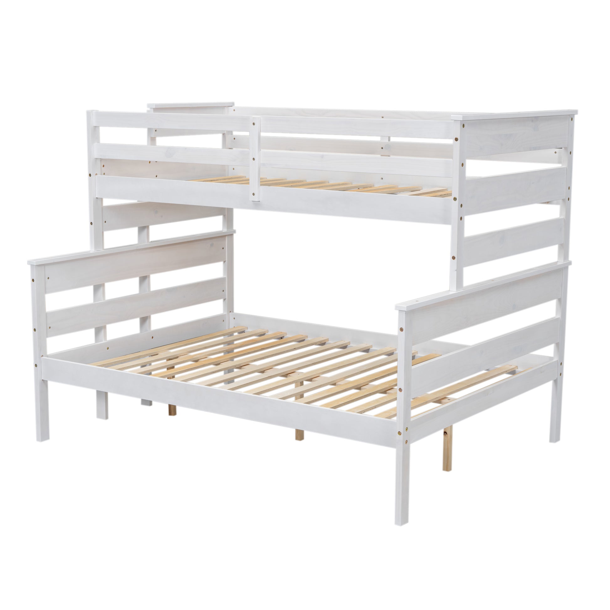 Wood Twin Over Full Bunk Bed With Ladder, White Twin Box Spring Not Required White Solid Wood Mdf