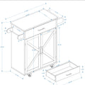 Kitchen Island Rolling Trolley Cart With Adjustable Shelves & Towel Rack & Seasoning Rack Rubber Wood Table Top White White Mdf